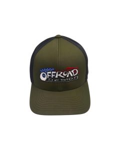 Green and Grey Offroad Design Logo Flexfit Snapback Trucker Hat