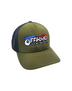 Green and Grey Offroad Design Logo Flexfit Snapback Trucker Hat